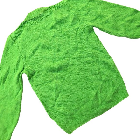 Vintage 1940s-1950s Bright Green Long Sleeve Knit V-Neck Sweater - Picture 12 of 13